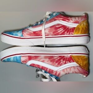 VANS ERA AUTHENTIC TIE DYE RED BLUE & GOLD SHOES JR SZ 7 WOMENS SZ 8/8.5